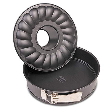 Dr. Oetker Springform mit Flach- und Rohrboden Ø 28 cm, Kuchenform aus Stahl mit Antihaftbeschichtung, Backform aus veredeltem Schwarzblech, Menge: 1 Stück im Sale